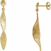 14K Yellow Twisted Dangle Earrings