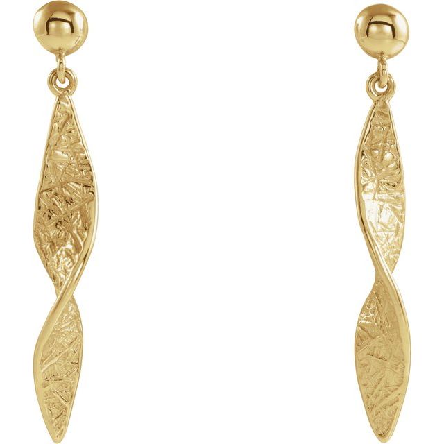 14K Yellow Twisted Dangle Earrings