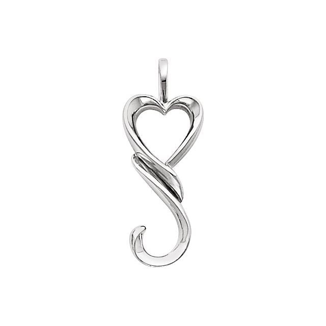 14K White Heart Pendant