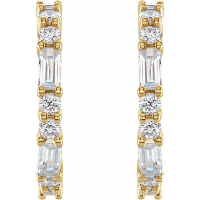 14k Yellow 1/5 Ctw Natural Diamond 17.2 Mm Hoop Earrings