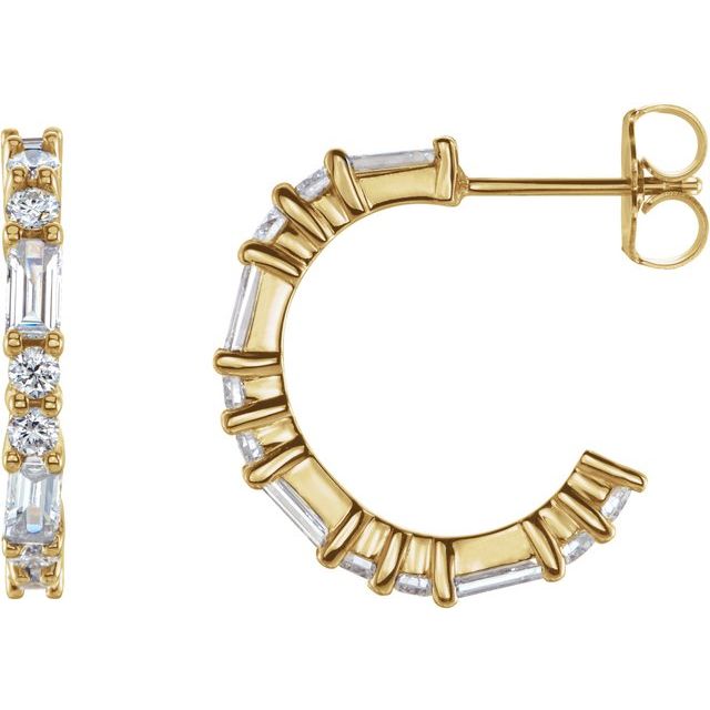14k Yellow 1/5 Ctw Natural Diamond 17.2 Mm Hoop Earrings