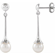 14K White Cultured White Freshwater Pearl Earrings