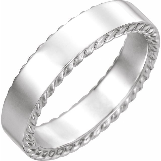 14K White 6 mm Rope Pattern Band Size 11