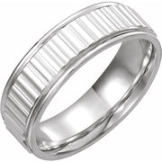 14K White 6 mm Ridged Band Size 10.5