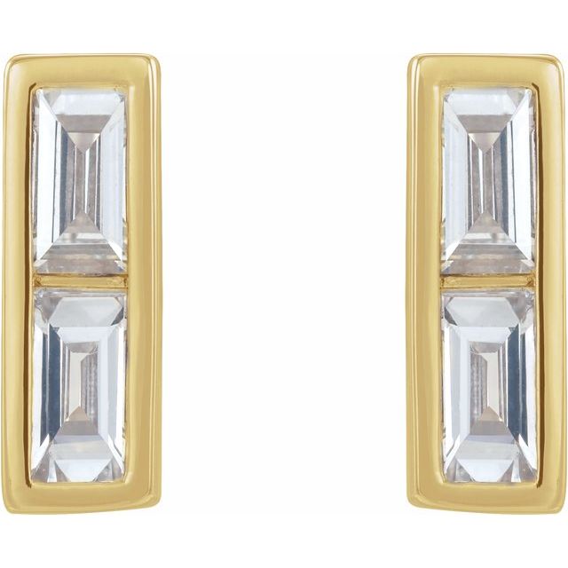 14K Yellow 1/4 CTW Natural Diamond Bar Earrings