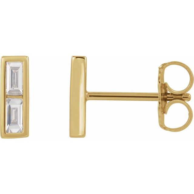 14K Yellow 1/4 CTW Natural Diamond Bar Earrings