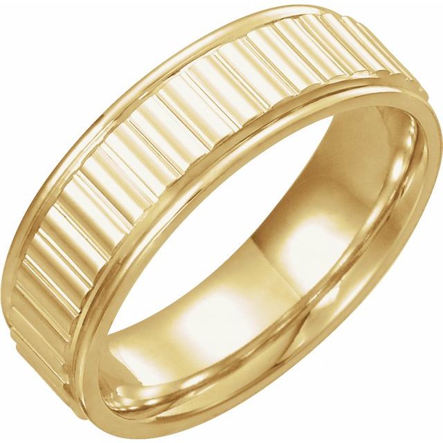 14K Yellow 6 mm Ridged Band Size 10.5