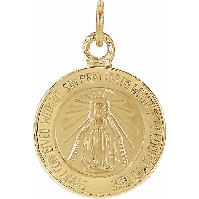 14k Yellow 12 Mm Miraculous Medal