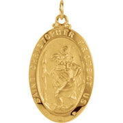 14k Yellow 25x18 Mm Oval St. Christopher Medal