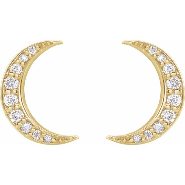 14K Yellow 1/10 CTW Natural Diamond Crescent Moon Earrings
