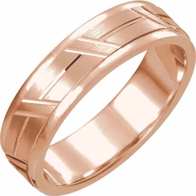 14K Rose 6 mm Grooved Band Size 11