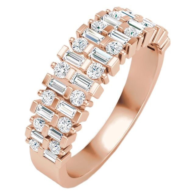 14k Rose 3/4 Ctw Natural Diamond Anniversary Band