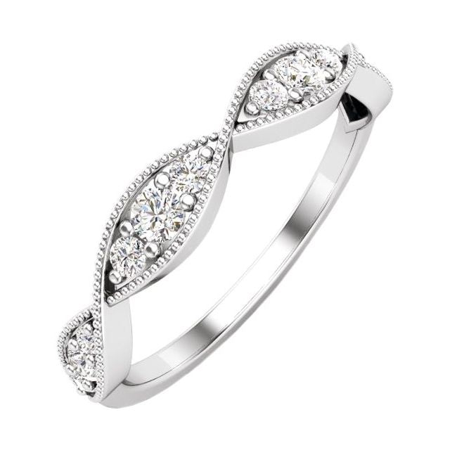 14K White 1/4 CTW Natural Diamond Milgrain Band