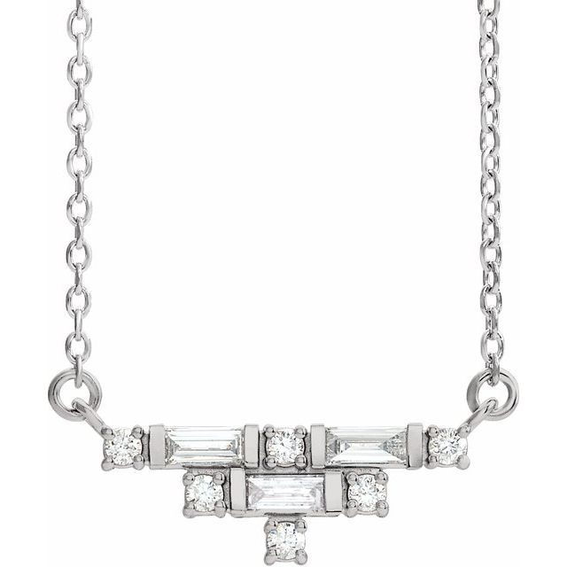 14K White 1/4 CTW Natural Diamond Art Deco 18' Necklace
