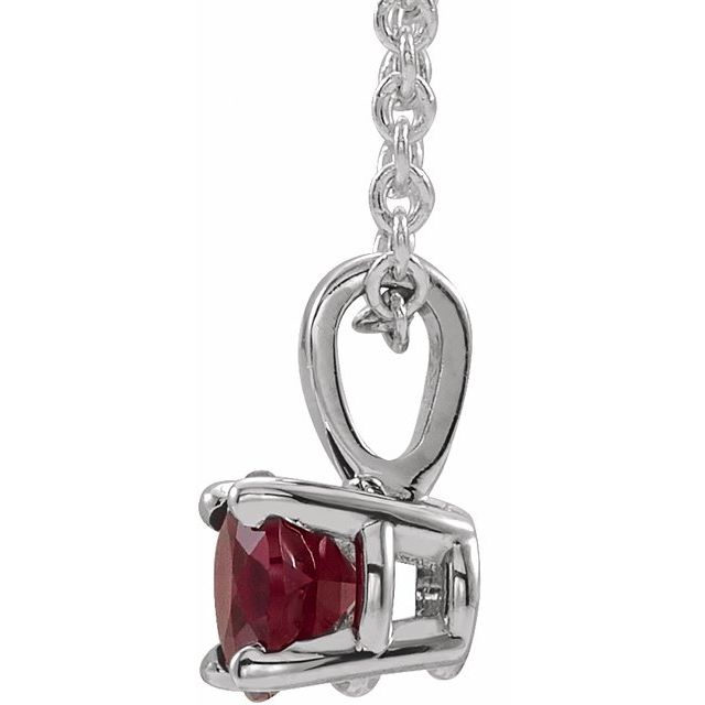 Sterling Silver 5 mm Imitation Ruby 16-18' Necklace