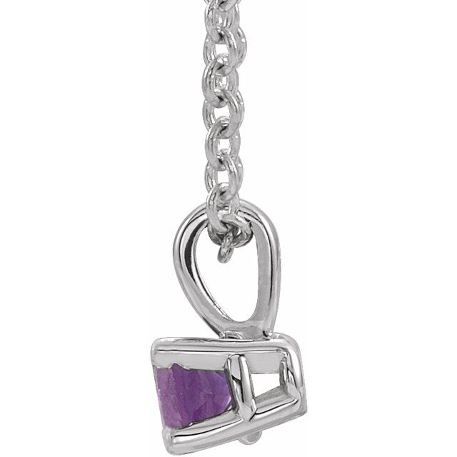 Sterling Silver 3 mm Imitation Amethyst 16-18' Necklace