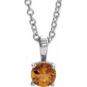 Sterling Silver 3 mm Imitation Citrine 16-18' Necklace