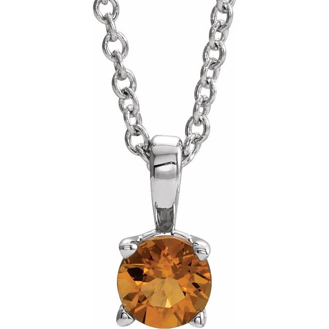 Sterling Silver 3 mm Imitation Citrine 16-18' Necklace