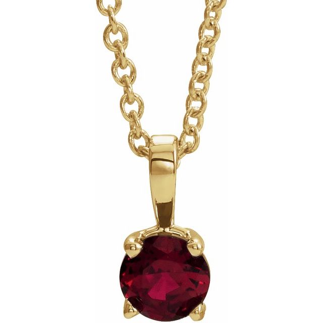 14K Yellow 4 mm Natural Ruby 16-18' Necklace