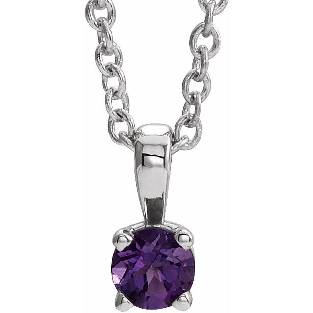 Sterling Silver 3 mm Imitation Amethyst 16-18' Necklace