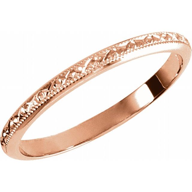 14k Rose 2 Mm Matching Band Size 7.5