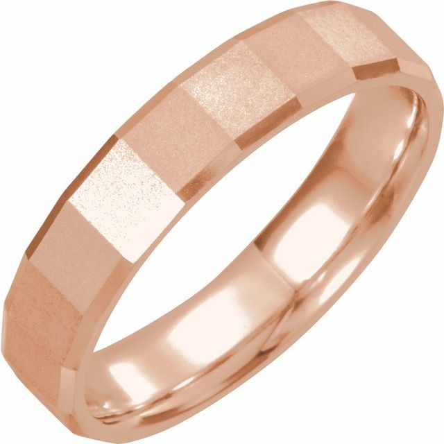 14K Rose 5 mm Geometric Band  Size 9