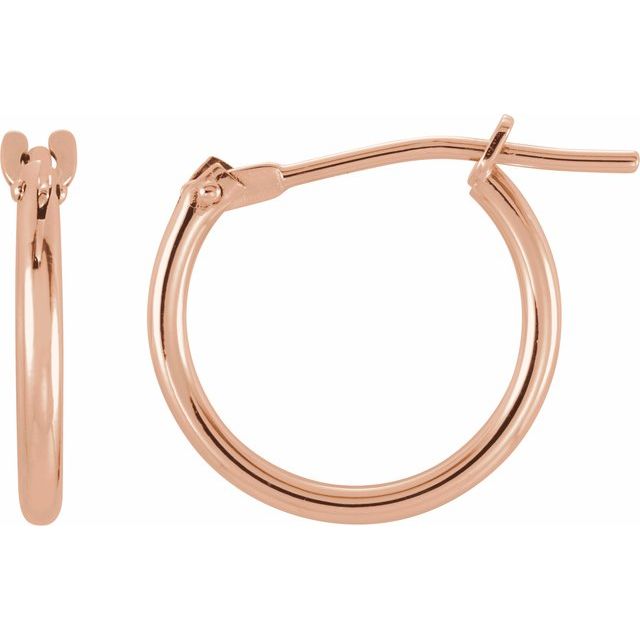 14K Rose 12.5 mm Hinged Hoop Earrings