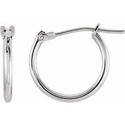 14K White 12.5 mm Hinged Hoop Earrings