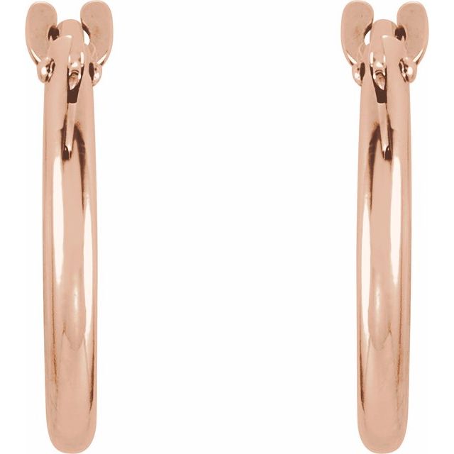 14K Rose 12.5 mm Hinged Hoop Earrings