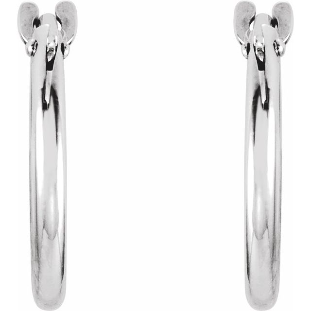 14K White 12.5 mm Hinged Hoop Earrings