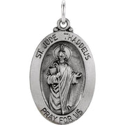 Sterling Silver 25x18 mm Oval St. Jude Thaddeus Medal