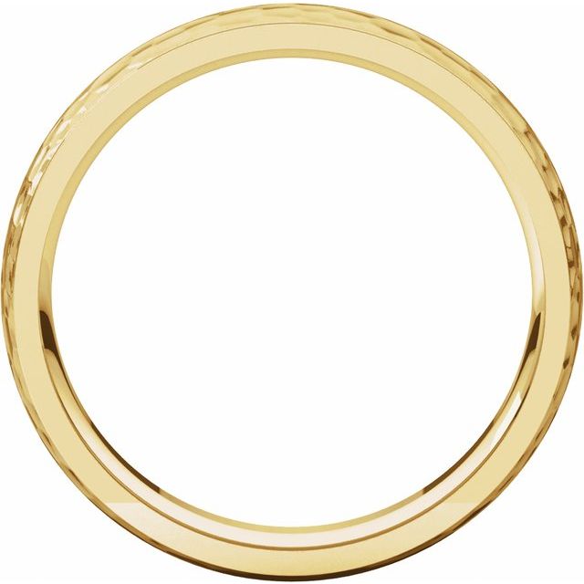 14k Yellow 4 Mm Half Round Edge Band With Hammered Texture Size 8