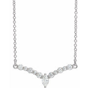 14K White 1/3 CTW Natural Diamond V 18' Necklace