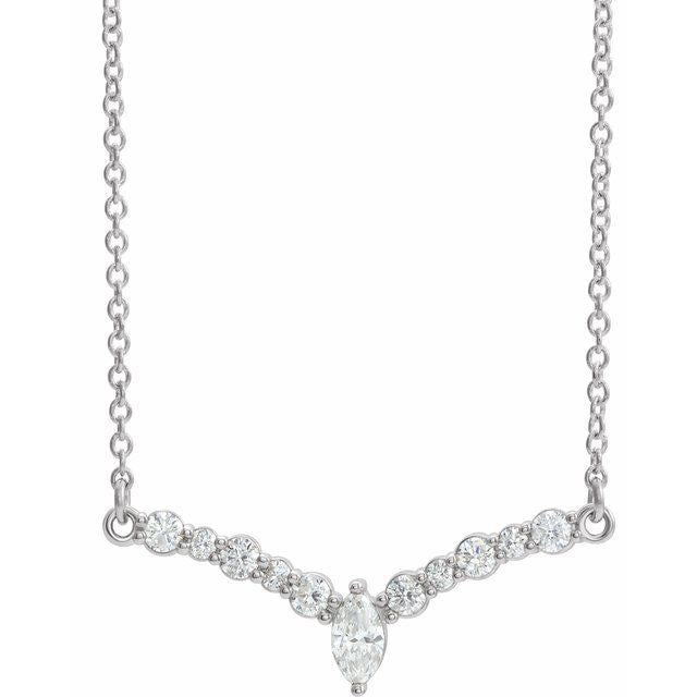 14K White 1/3 CTW Natural Diamond V 18' Necklace