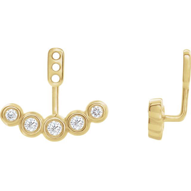 14K Yellow 1/4 CTW Diamond Curved Front-Back Earring Jackets