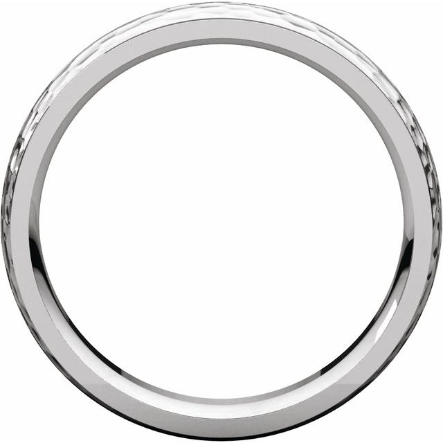14k White 5 Mm Half Round Edge Band With Hammered Texture Size 7