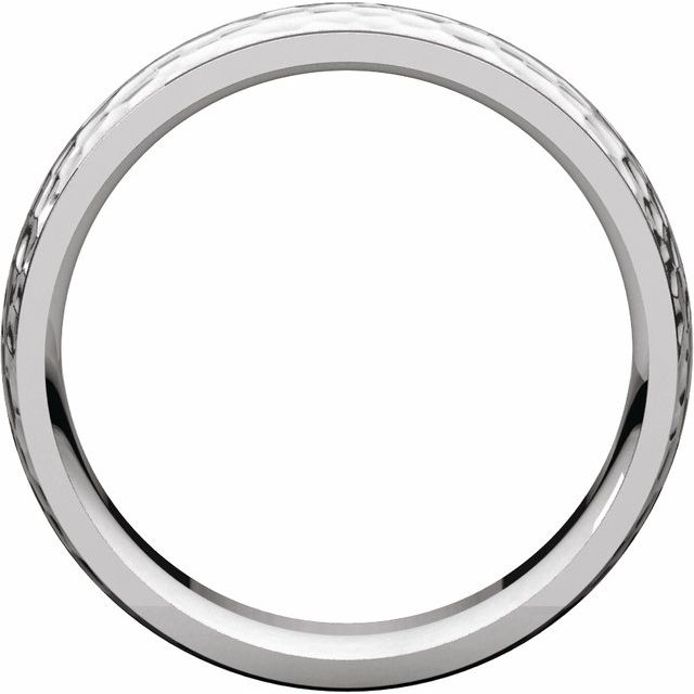 14k White 6 Mm Half Round Edge Band With Hammered Texture Size 8.5