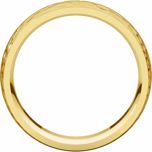 14k Yellow 6 Mm Half Round Edge Band With Hammered Texture Size 8.5