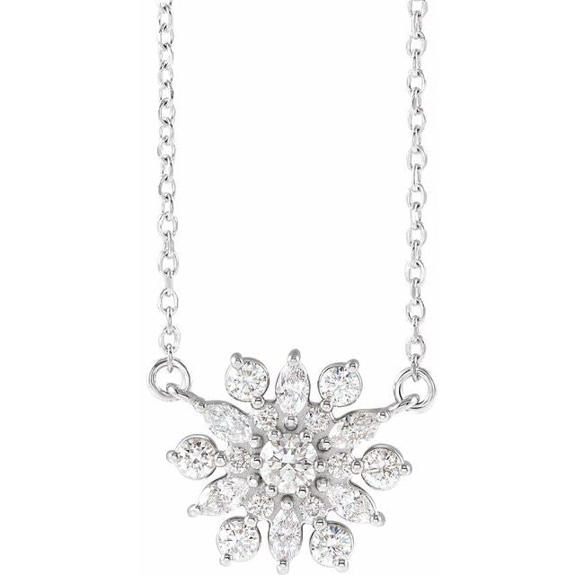 14K White 1/2 CTW Natural Diamond Vintage-Inspired 18' Necklace