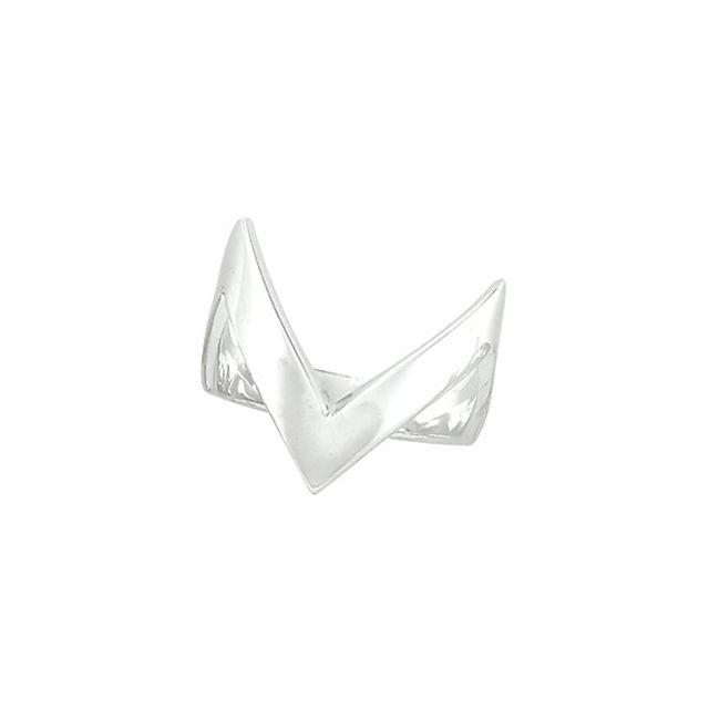 14K White V Ring