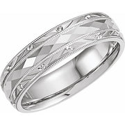 14k White 6 Mm Faceted Band Size 9