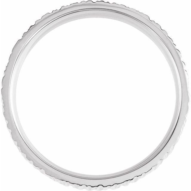 14k White 6 Mm Tree Bark Pattern Band  Size 11