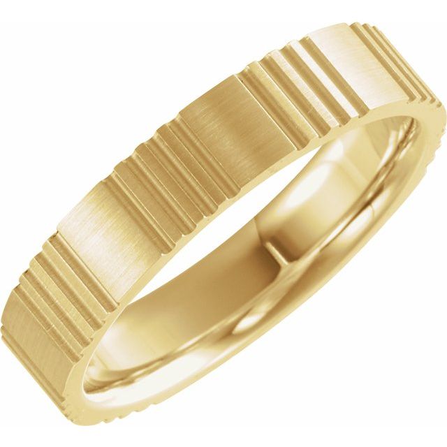 14k Yellow 5 Mm Grooved Band With Satin Finish Size 11.5