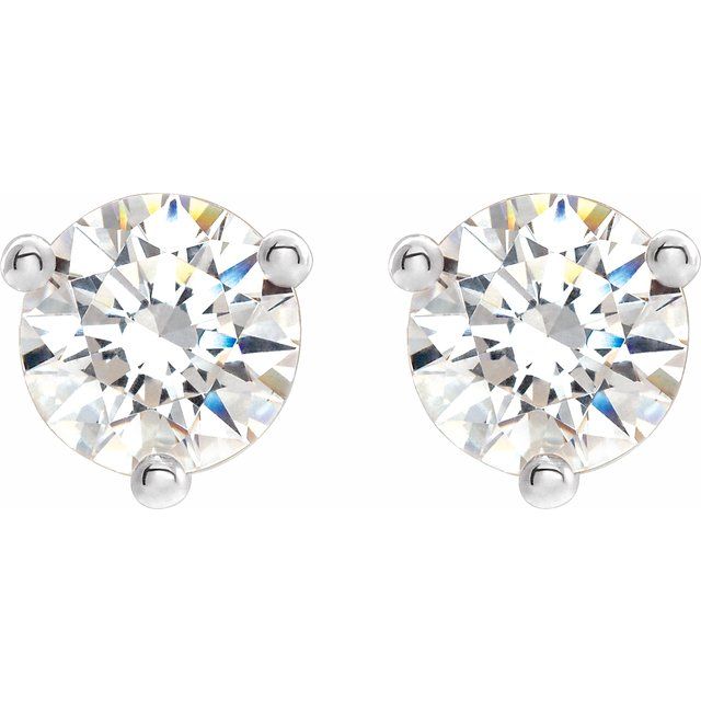 14K White 8 mm Round Stuller Lab-Grown Moissanite™ Earrings