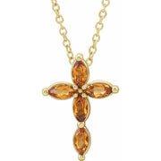 14K Yellow Natural Citrine Cross 16-18' Necklace