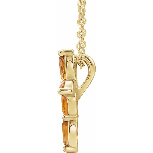14K Yellow Natural Citrine Cross 16-18' Necklace