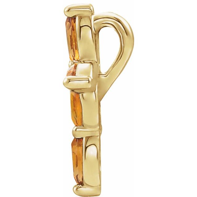 14K Yellow Natural Citrine Cross Pendant