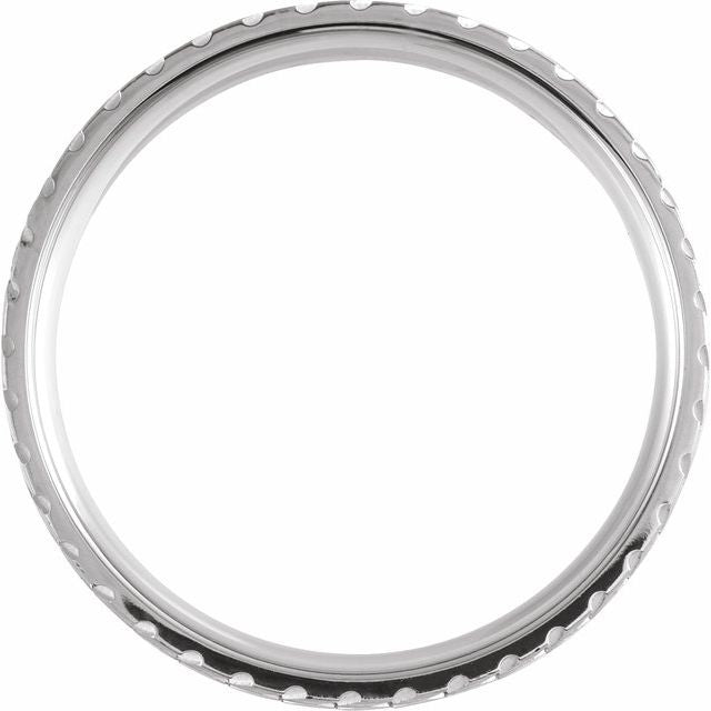 14K White 6 mm Tread Pattern Band Size 9.5