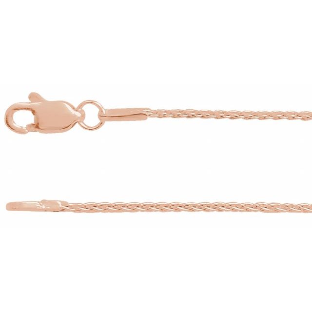 14K Rose 1 mm Wheat 24' Chain