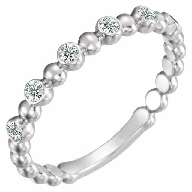 14k White 1/8 Ctw Natural Diamond Stackable Ring